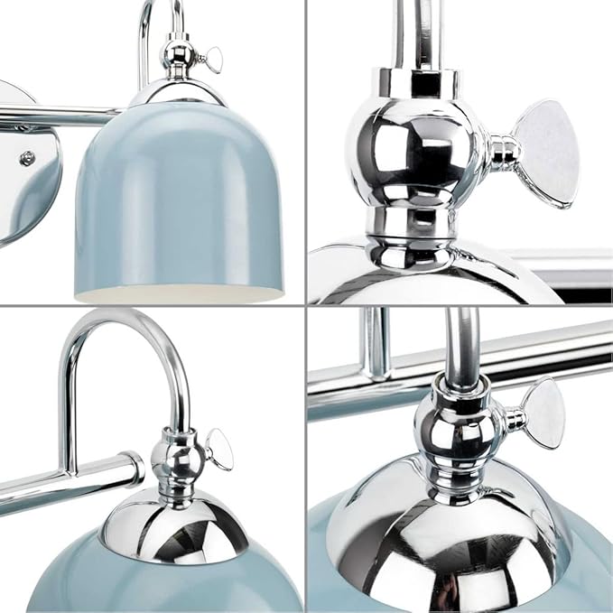 Progress Lighting Dalton Collection 33 in. 4-Light Polished Chrome Coastal Blue Vanity Light