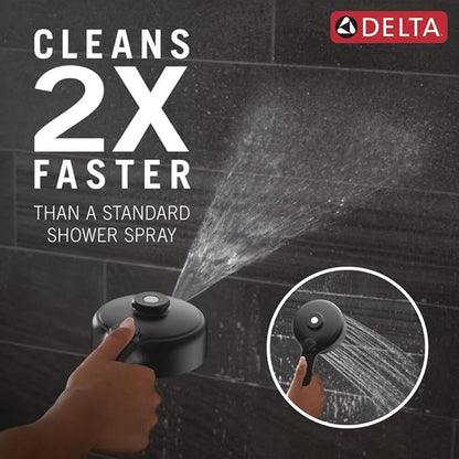 Delta 6-Setting PivotPro 3-in-1 Combination Shower Head with ProClean Spray, Matte Black Round Shower Head Rainfall with Handheld Spray, 1.75 GPM, Matte Black 75649BL