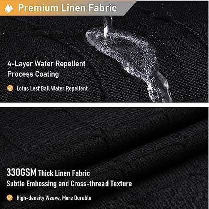 BTTN 60x72 Boho Farmhouse Linen Heavy Duty Fabric Shower Curtain Set, Black