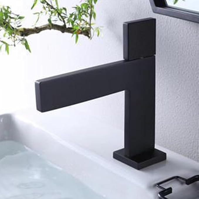 Bathroom Water Faucet Single Hole Waterfall Faucet for Bathroom Sink Single Handle Black