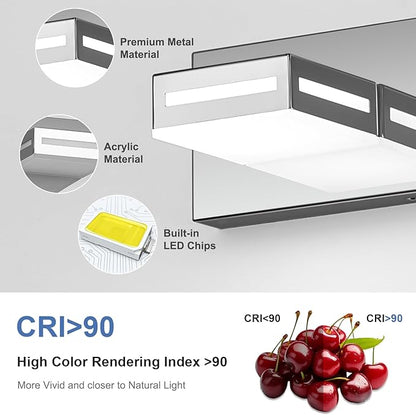 LED Modern Bathroom Light Fixtures, 5-Light 40-Inch Chrome Vanity Lights for Bathroom Lighting Fixtures Over Mirror, 350° Rotatable Acrylic, 6000K Cool White Wall Lamp
