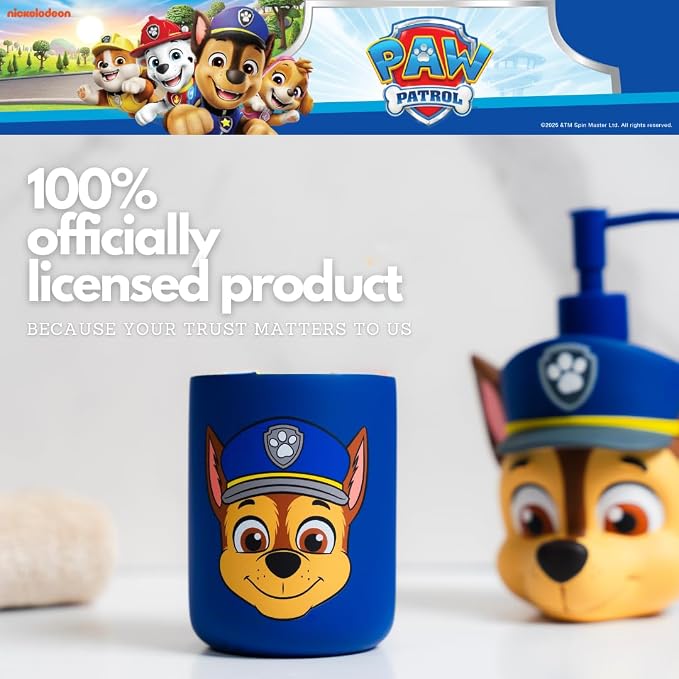 Paw Patrol Chase Kids Toothbrush Holder - Makeup Brushes/Pens Tumbler, (Officially Licensed Product) By Franco