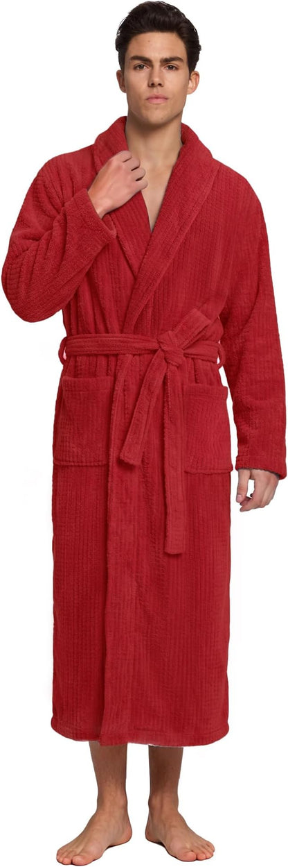 PJGGZ Men's Shawl Collar Bathrobe, Soft Long Towel Robe for Men - Super Absorbent Quick Dry yet Warm