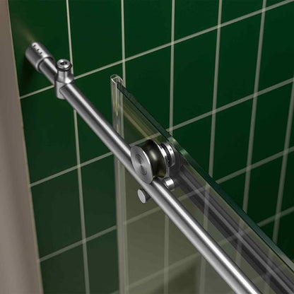 Woodbridge 56-60" W x 80" H Frameless Single Sliding Shower Door with Tempered Glass & Explosion Proof Film in Chrome Finish