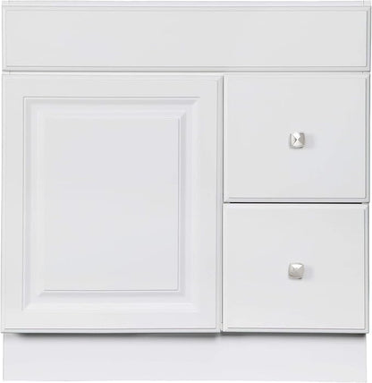 Design House Wyndham Bathroom Vanity, Solid Wood Construction, 1-Door, 2 Drawers, for 25-in. x 19-in. Vanity Tops, Easy-to-Assemble, White, 30.0 in. W x 18.0 in. L x 30.0 in. H, 597203