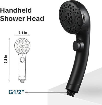 OFFO 5 Mode RV Shower Head Replacement, On Off Switch for Water Saving, High Flow Powerful Boosting Showerheads, Matte Black