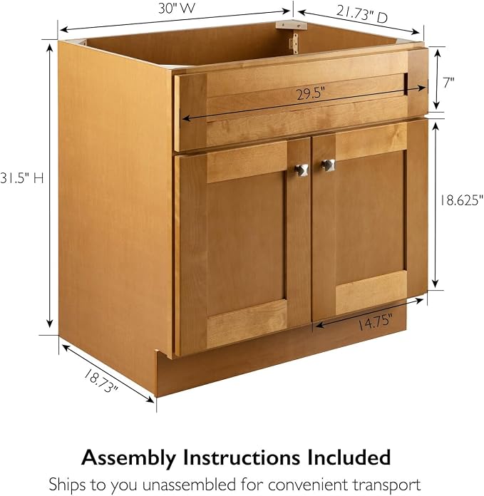 Design House Brookings Bathroom Vanity, 30", Modern Birch | Adjustable Hinges, Freestanding, Contemporary/Modern, Wood, Bath, 587121