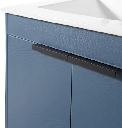 Phoenix 24 Inch Bathroom Vanity with Sink – Modern Design, Soft-Close Doors, Storage Drawers, Durable Build – Navy Blue Vanity for Small Bathrooms (Full Assembly Required)