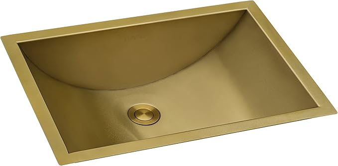 Ruvati 18 x 12 inch Satin Gold Brass Tone Undermount Bathroom Sink - 16 GAUGE Stainless Steel Kitchen Sink - SOUND-PROOF - RVH6110GG