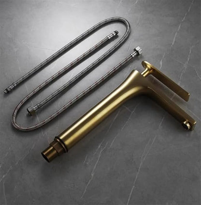 Bathroom Faucet Brushed Gold Brass Basin Cold and Hot Water Mixer Sink Tap-Black Tall(Chrome Tall)