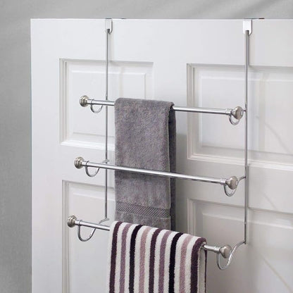 iDesign Over the Door Towel Rack, The York Collection, 1.5” x 7” x 22.8”, Brushed Nickel