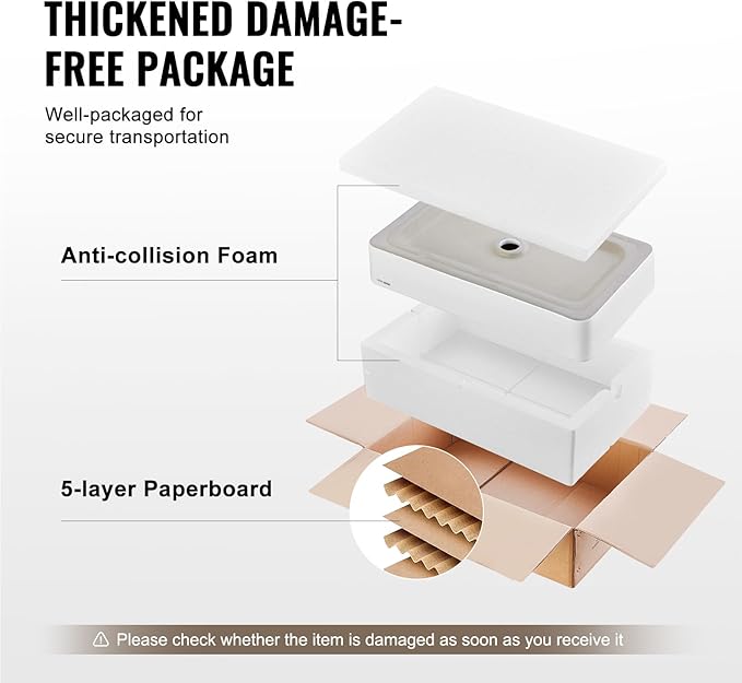 VEVOR Rectangle Vessel Sink, 24" x 13.8" Bathroom Vessel Sink Countertop, White Ceramic Bathroom Sinks Above Counter, Modern Style, Bright and Elegant, Well-Packaged for Bathroom, Hotel, Toilet, RV