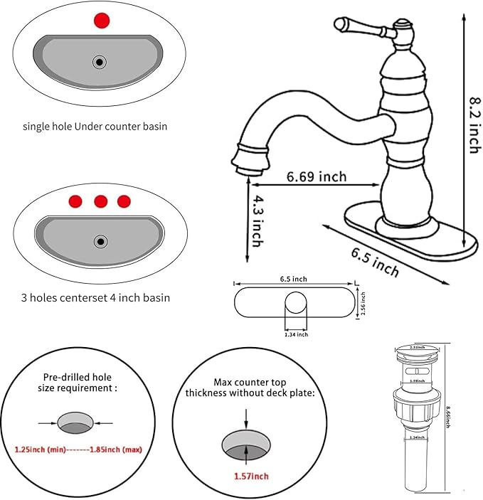 Chrome Bathroom Faucet GGStudy 360° Swivel Bathroom Vanity Faucet Single Handle One Hole Bathroom Sink Faucet Basin Matching Pop Up Drain with Overflow