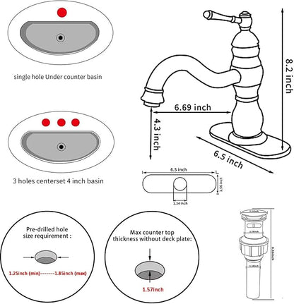 Chrome Bathroom Faucet GGStudy 360° Swivel Bathroom Vanity Faucet Single Handle One Hole Bathroom Sink Faucet Basin Matching Pop Up Drain with Overflow