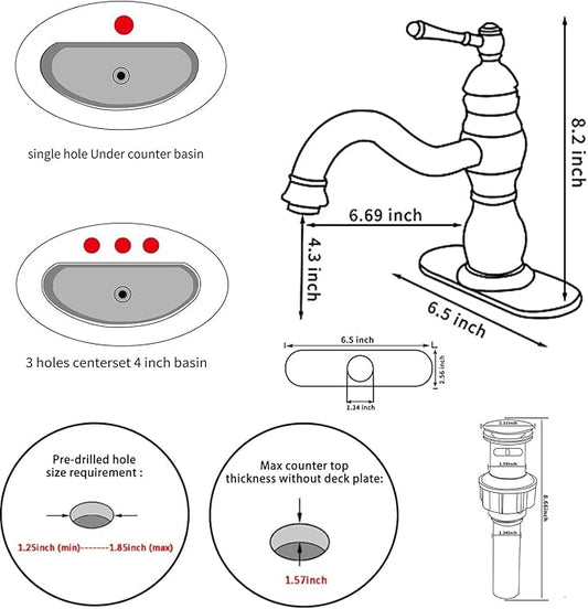 Chrome Bathroom Faucet GGStudy 360° Swivel Bathroom Vanity Faucet Single Handle One Hole Bathroom Sink Faucet Basin Matching Pop Up Drain with Overflow