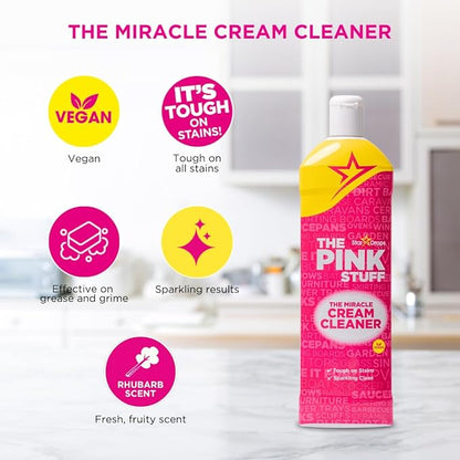 Stardrops The Pink Stuff Miracle Cream Cleaner – Multi-Purpose Liquid Cleaner for Kitchens, Bathrooms & More – Removes Grease, Grime & Limescale – Tough on Stains, Gentle on Surfaces – 500ml