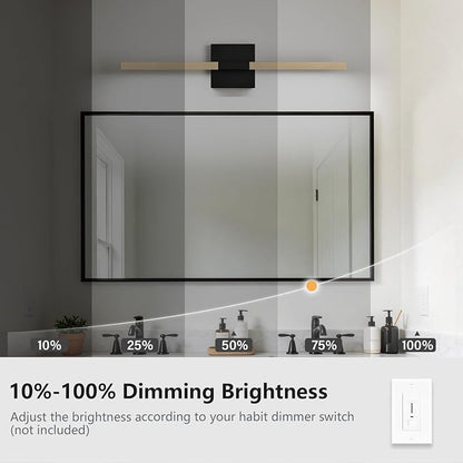 Black Gold Bathroom Vanity Light, 24 Inch LED Light Bar Over Mirror | Modern Bathroom Light Fixture Over Mirror for Vanity, 360° Rotatable Dimmable LED Wall Mounted Lighting, ETL Certified