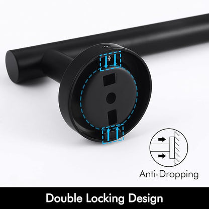 KES 27.6 Inches Matte Black Bathroom Towel Bar Shower Hand Towel Holder Hanger SUS304 Stainless Steel RUSTPROOF Wall Mount, Total Length 29.9 Inch, A2000S75-BK