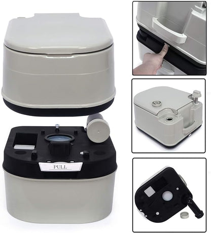 XKMT- Gray 24L Advanced Portable Toilet Flush Camping Travel Outdoor Picnic Piston Pump Commode [P/N: ET-TOILET002-24L]