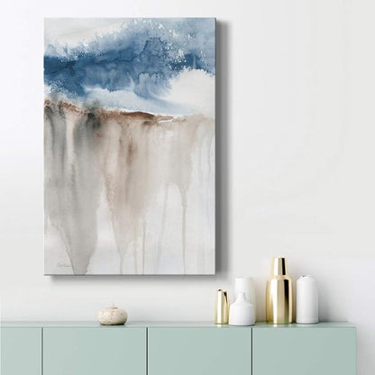 Renditions Gallery Canvas Nature Wall Art Modern Paintings Decorations Rough Blue Water Cliff Canvas Abstract Wall Hanging Artwork Prints for Bedroom Living Office Kitchen - 8"x12" LT02