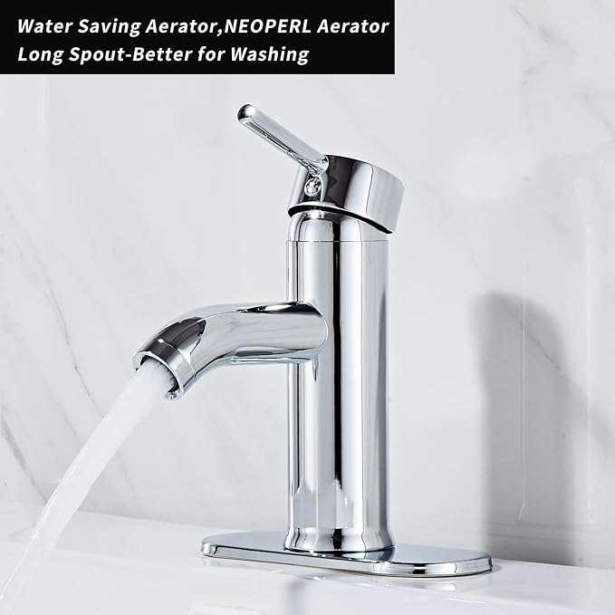 Chrome Bathroom Sink Vanity Faucet Single Handle Modern RV Faucet Deck Mount 1 Hole or 3 Holes