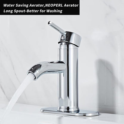 Chrome Bathroom Sink Vanity Faucet Single Handle Modern RV Faucet Deck Mount 1 Hole or 3 Holes