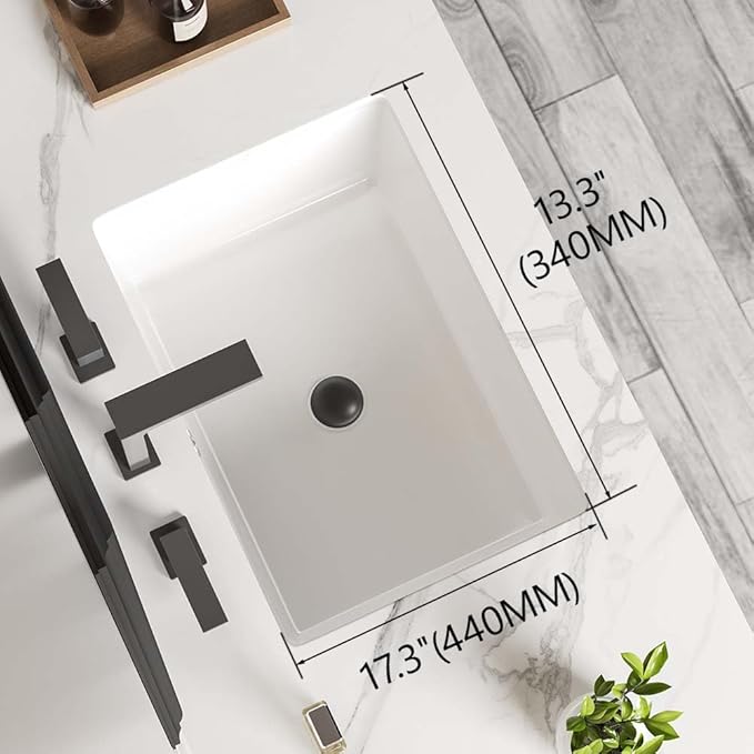20in Undermount Bathroom Sink Rectangular, 20" x 16" Vessel Sink Rectrangle Undermount Bathroom Sink White Ceramic Lavatory Vanity Vessel Sink with Overflow