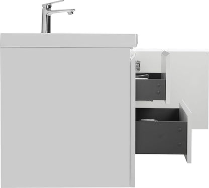 60 Inch Floating Bathroom Vanity with Single Sink, Modern Wall-Mounted Bathroom Vanity Storage Cabinet Organizer with 2 Soft Closing Doors & Drawers (White)