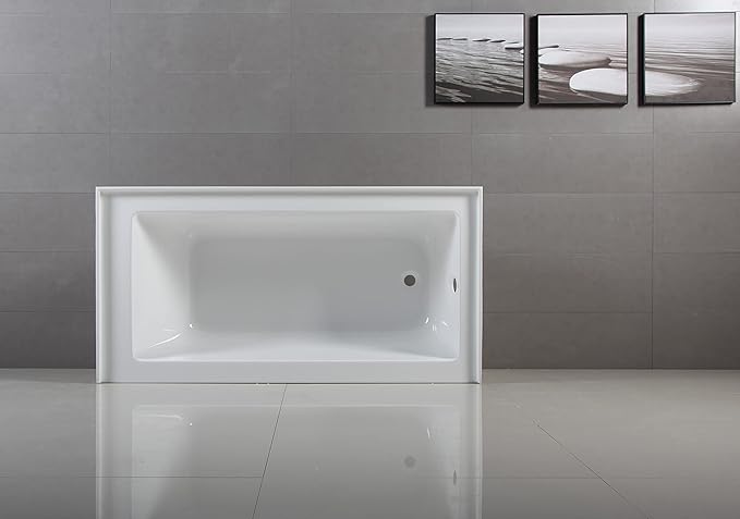 Aqua Eden VTAP603222R 60-Inch Acrylic 3-Wall Alcove Tub with Right Hand Drain Hole, White