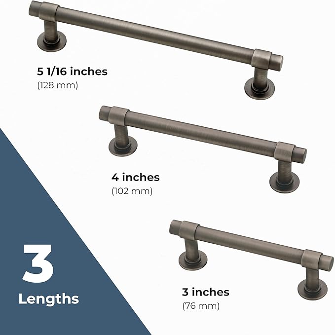Franklin Brass Francisco (10-Pack) Cabinet Handles 5-1/16" Hole Center Vintage Pulls | Heirloom Silver Hardware Kitchen Door, Drawers, Dressers, Furniture P29618K-904-B
