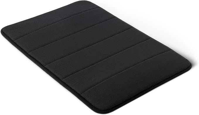 Amazon Basics Absorbent & Fast Dry Plush Memory Foam Bath Mat, 17 x 24 in, Black