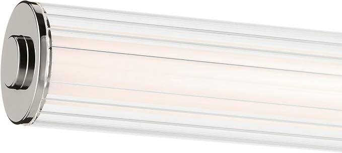 Kichler Laurene LED Bath Bar Light, Polished Nickel | Linear vanity light with clear fluted glass for bathroom mirrors (26.5" x 5"), 55196PNLED