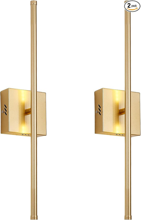 20.4 Inch Hardwired Wall Sconces Set of Two, 3000K Warm White Dimmable Modern Wall Sconces, 350° Rotate LED Light Fixtures Wall Lamp for Bathroom Living Room Bedroom Bedside, Gold