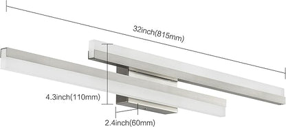 PRESDE 32 Inch LED Vanity Light Bar, Brushed Nickel Bathroom Light Fixtures Modern Bath Lighting Over Mirror 5CCT
