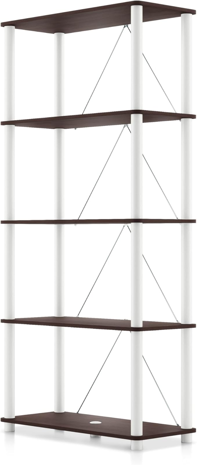 Homes: Inside + Out Apexa Modern 5-Tier Wide Shelving Units, Collectibles Display Shelves, Easy Assembly Standing Shelf, Home Storage Organizer for Living Room, Bedroom, Office, Espresso
