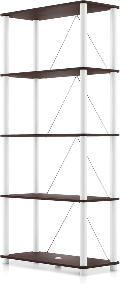 Homes: Inside + Out Apexa Modern 5-Tier Wide Shelving Units, Collectibles Display Shelves, Easy Assembly Standing Shelf, Home Storage Organizer for Living Room, Bedroom, Office, Espresso