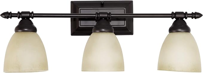 Designers Fountain 3-Light Apollo Bathroom Vanity Lights Fixture, 23.75 Inch Wall Mount Sconce for Bedroom or Over Mirror, Oil Rubbed Bronze, 94003-ORB