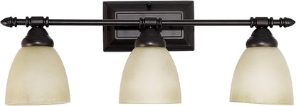 Designers Fountain 3-Light Apollo Bathroom Vanity Lights Fixture, 23.75 Inch Wall Mount Sconce for Bedroom or Over Mirror, Oil Rubbed Bronze, 94003-ORB