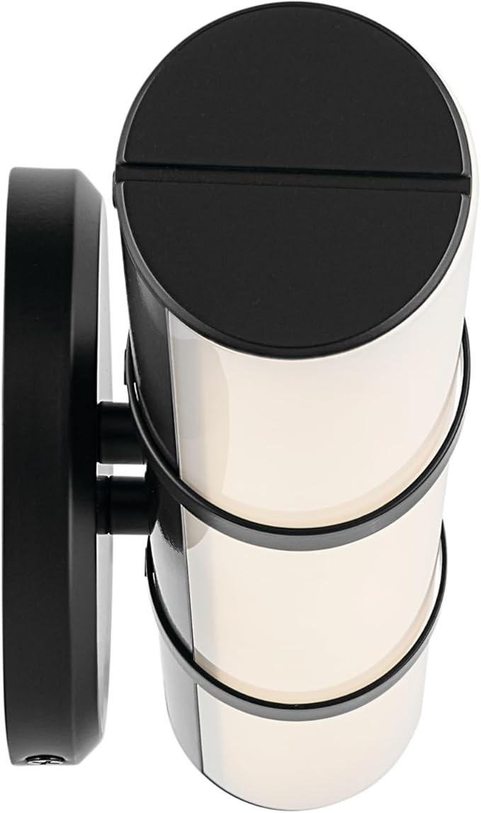 Kichler Rosh 18" LED Small Bath Bar with White Glass in Black, Modern Minimalist, for Vanity, Fireplace, Buffet, Hallway, Vanity Mirror, (18" W x 5" H), 55187BKLED