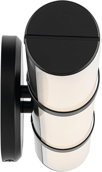 Kichler Rosh 18" LED Small Bath Bar with White Glass in Black, Modern Minimalist, for Vanity, Fireplace, Buffet, Hallway, Vanity Mirror, (18" W x 5" H), 55187BKLED