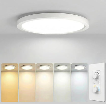 15.8Inch LED Flush Mount Ceiling Light,5CCT,ETL Listed,Dimmable White | Hardwired 5CCT Selectable 2700K-5000K,30W 3400LM Dimmable Round Flat Panel Light Fixture for Living/Bedroom,Porch&Indoor
