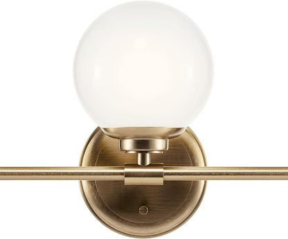 Kichler Benno 3-Light Vanity, Modern Light with Opal Glass in Champagne Bronze, for Bathroom or Powder Room (8.75" x 24.5"), 55172CPZ