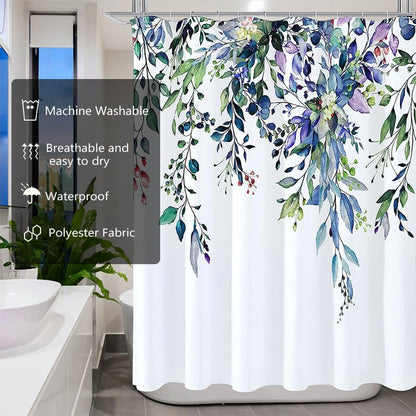 LLSCL Purple Droop Leaves Fabric Shower Curtain Liner with Magnets, Tire Pattern Waterproof Hotel Quality, 72 x 72 Machine Washable