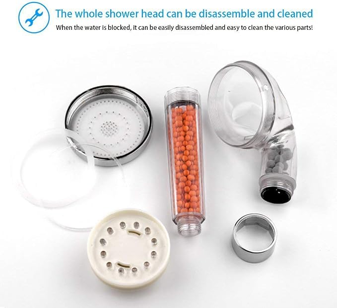 PRUGNA LED Shower Head with Hose and Shower Arm Bracket, High-Pressure Filter Handheld Shower for Repair Dry Skin and Hair Loss - 7 Colors Change Cyclically