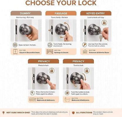 Copper Creek Passage Interior Door Knob – ANSI Grade-3 Certified, Modern Heavy Duty Handle, Easy Install and Reversible for Bedroom, Bathroom & Closets – Antique Nickel (1 Pack)