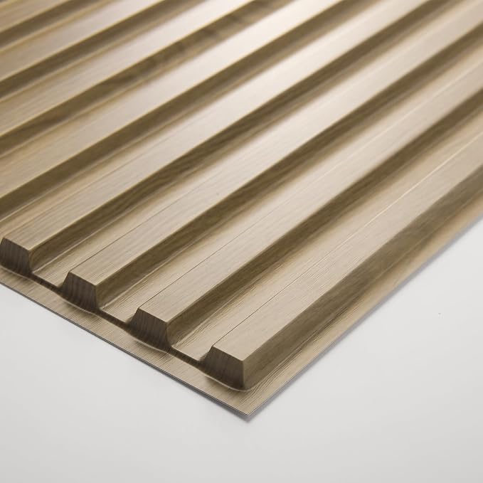 Art3d Fluted Slat 3D Wall Panels, Drop Ceiling Tiles, 12-Pack, Walnut | 24" x 48" , Lightweight, Break-Proof, Compatible with Grid System, Ideal for Home, Commercial Spaces