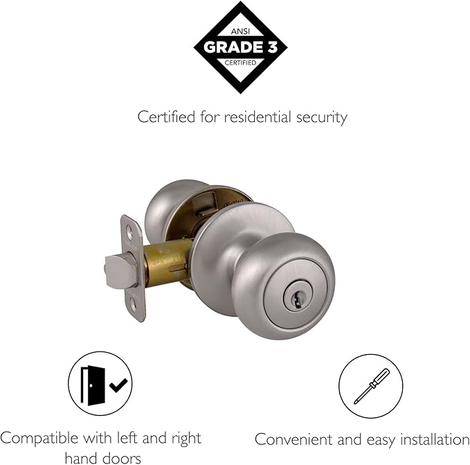 Design House 753327 Cambridge Keyed Entry Door Knob Satin Nickel