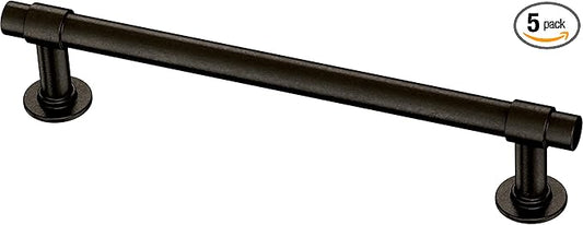 Franklin Brass Francisco (5-Pack) Cabinet Handles 5-1/16' Hole Center Soft Iron Kitchen Drawer Pulls Dresser, Furniture Hardware P29618K-SI-B1