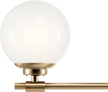 Kichler Benno 3-Light Vanity, Modern Light with Opal Glass in Champagne Bronze, for Bathroom or Powder Room (8.75" x 24.5"), 55172CPZ
