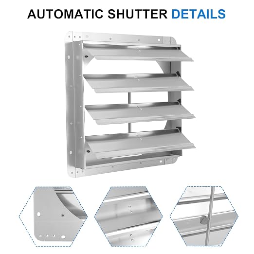 Simple Deluxe 16-Inch Square Aluminum Automatic Gravity Shutter Louver Vent, Silver